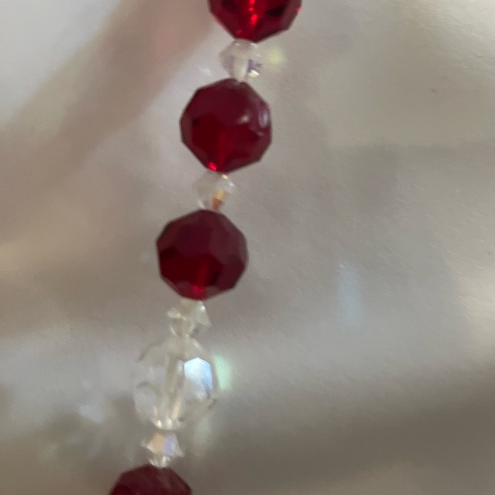 Vintage red clear faceted crystal necklace rhinestones - Picture 7 of 8